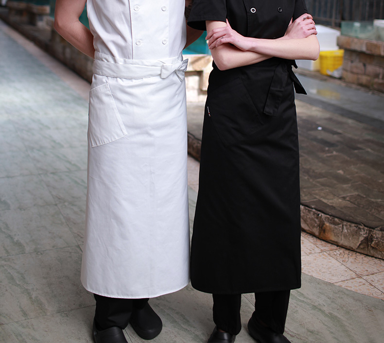 廚師半身圍裙長(cháng)款西餐廳廚師工作圍裙黑色半截廚師圍裙定制
