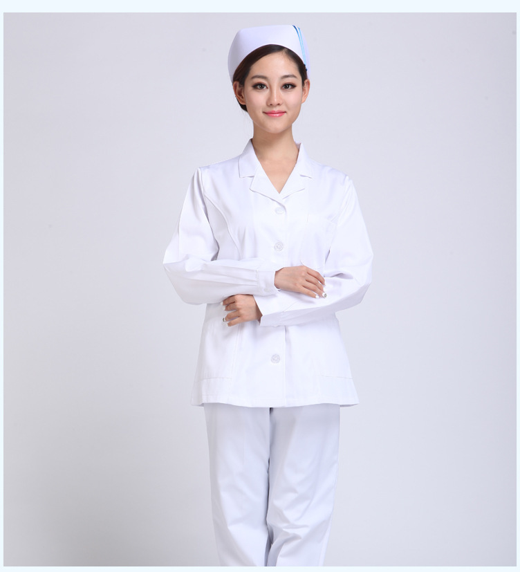 女醫生分體秋冬裝白色 醫師長(cháng)袖冬裝實(shí)驗藥店實(shí)習護士服裝